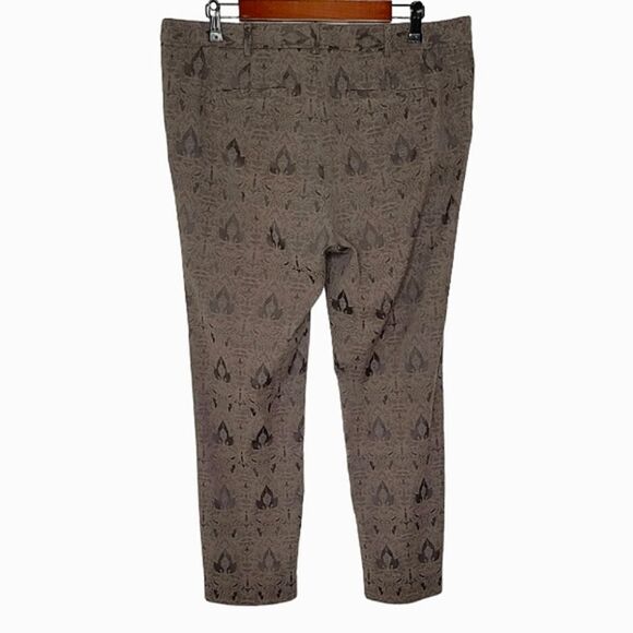 Worthington Brown Damask Patterned Cropped Skinny Pants Size 14 - Picture 2 of 8